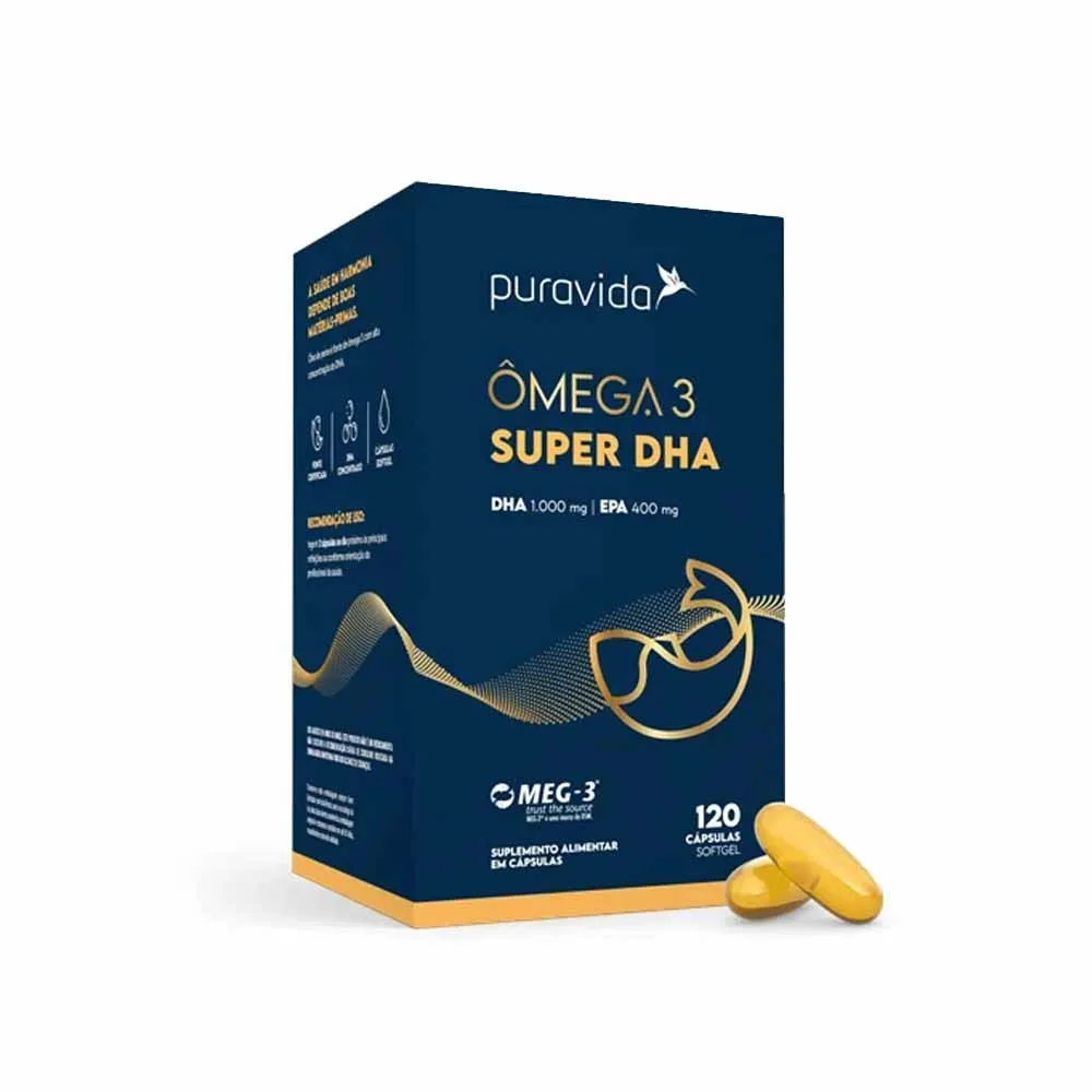 Ômega 3 Super DHA Concentrado PuraVida 12 Cápsulas