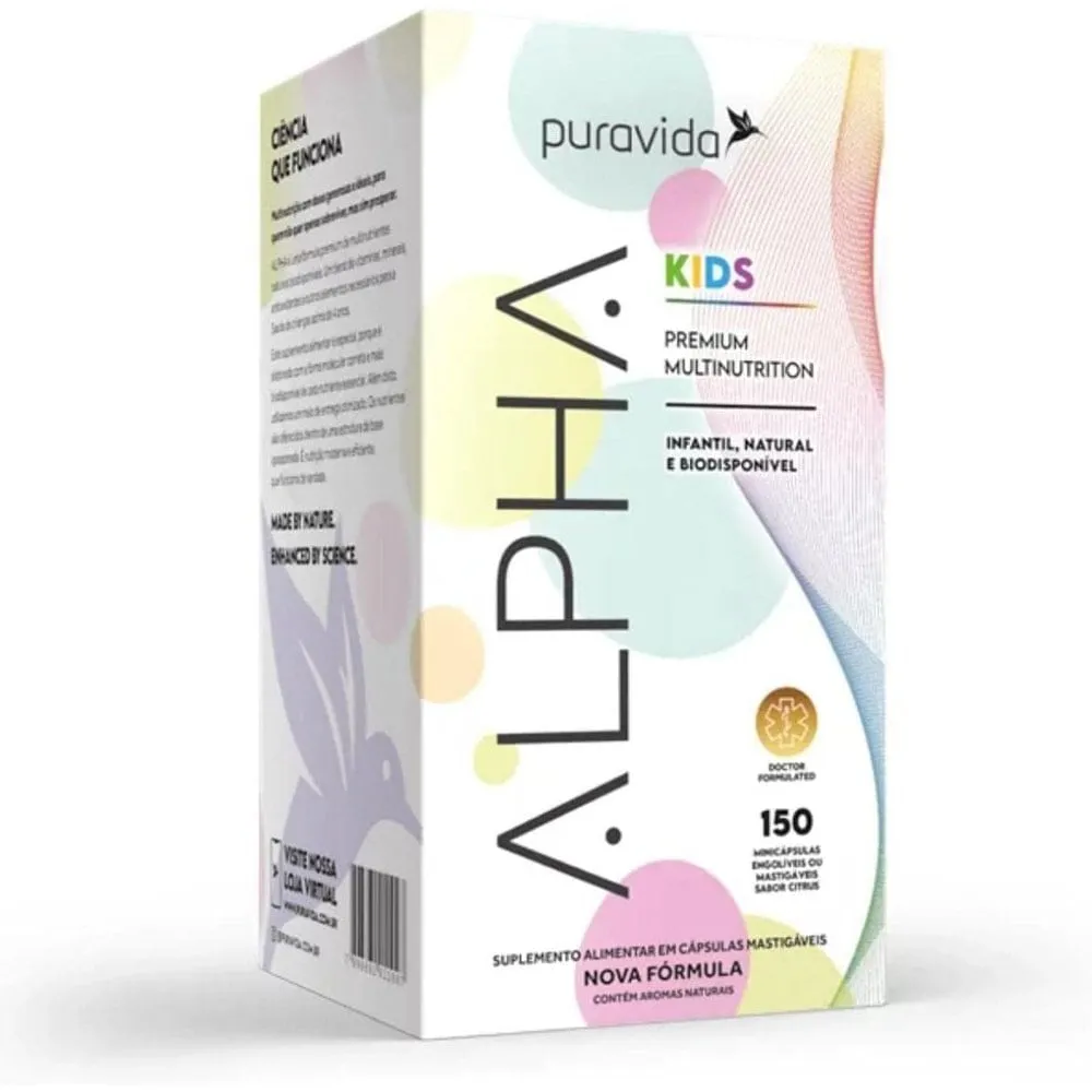 Multivitamínico Infantil Alpha Kids Premium PuraVida 150 Cápsulas