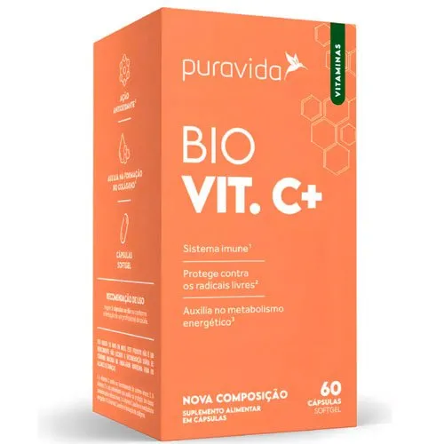 Suplemento Alimentar Puravida Vitamina C Bio Vit. C+ 60 Cápsulas