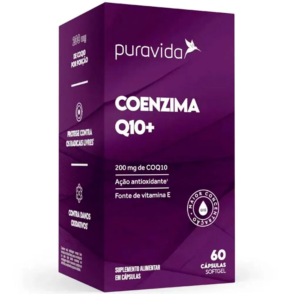 Suplemento Alimentar Puravida Coezima Q10+ 60 Cápsulas