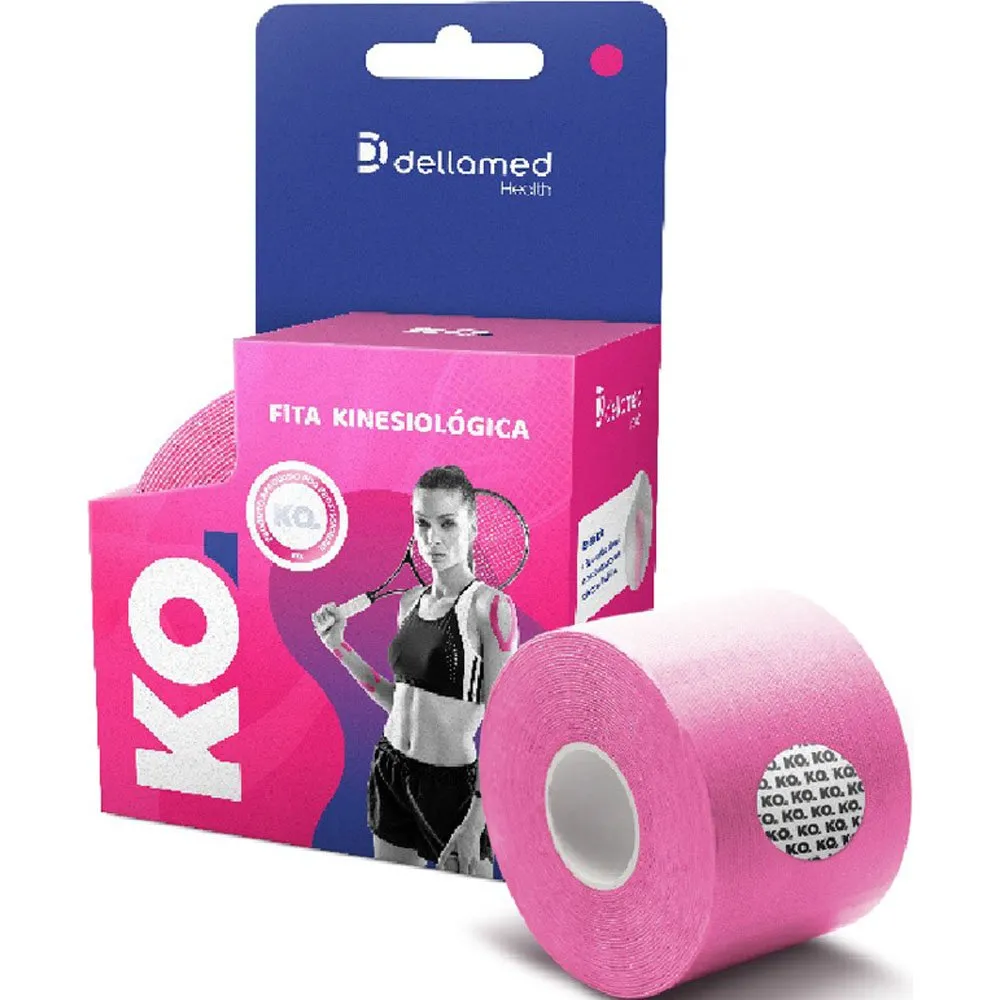 Fita Elástica Adesiva Kinesiológica Dellamed Fúcsia