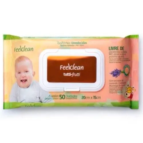 Toalhinhas Umedecidos FeelClean Tutti-Frutti 50 Unidades