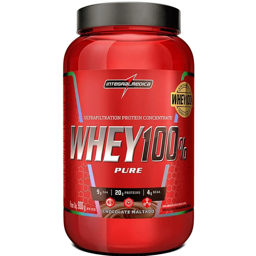 Whey Protein 100% Pure Integralmédica Chocolate Maltado 900g
