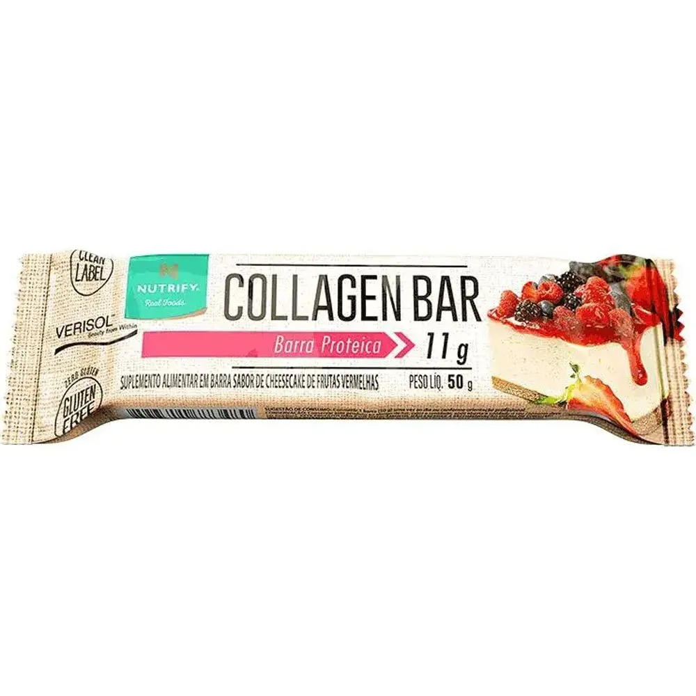 Barra de Proteína Nutrify Collgen Bar Cheesecake de Frutas Vermelhas 50g