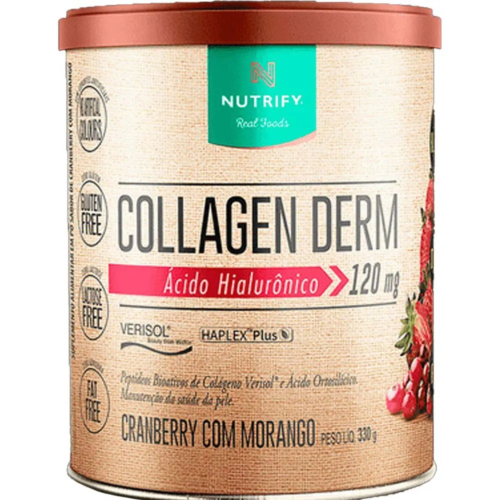 Collagen Derm NutriFy Colágeno + Ácido Hialurônico Sabor Cramberry com Morango 330g