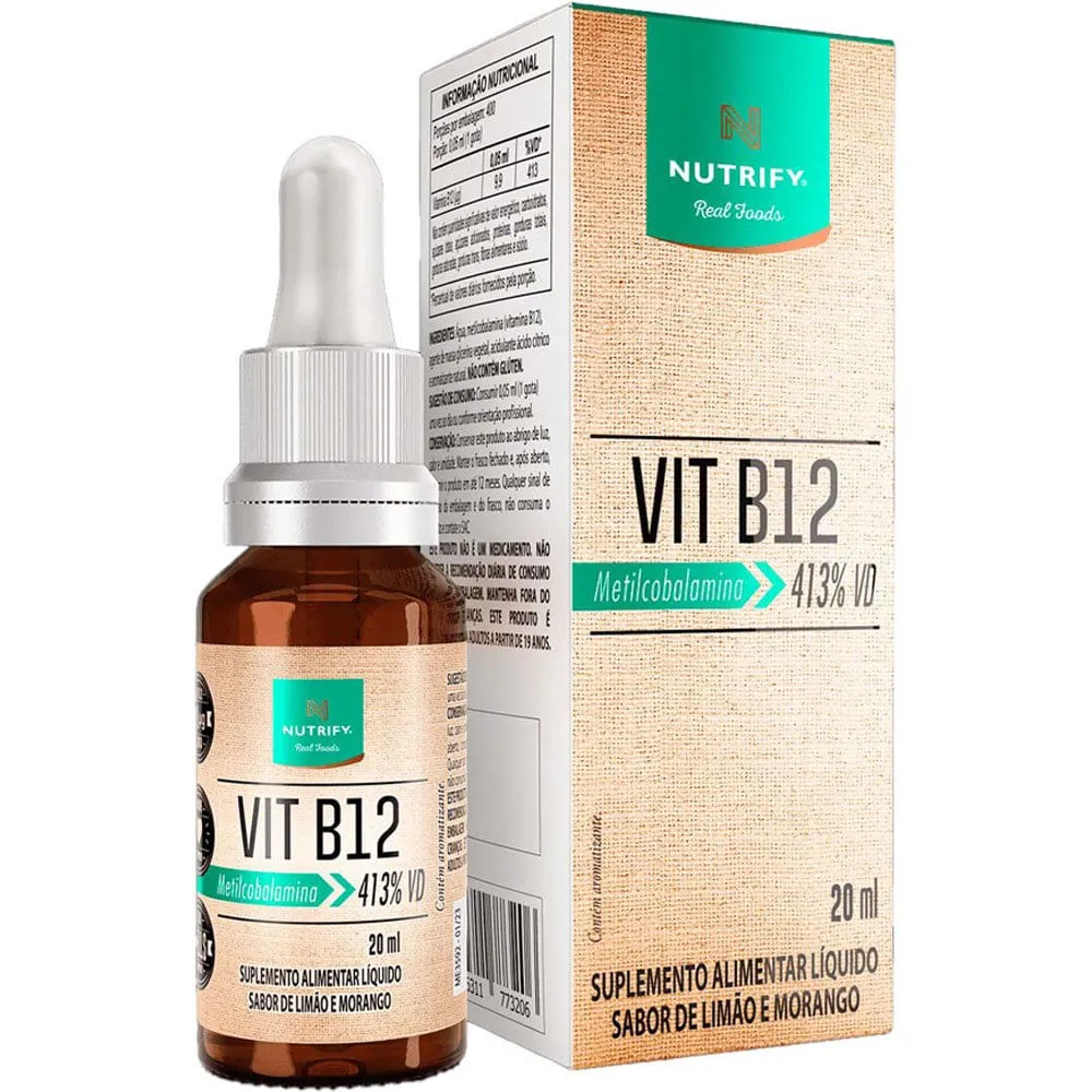 Vitamina B12 Nutrify Sabor Limão e Morango 20ml