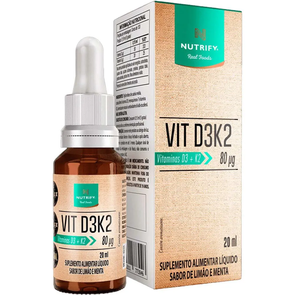 Vitamina D3K2 Nutrify Sabor Limão e Menta 20ml