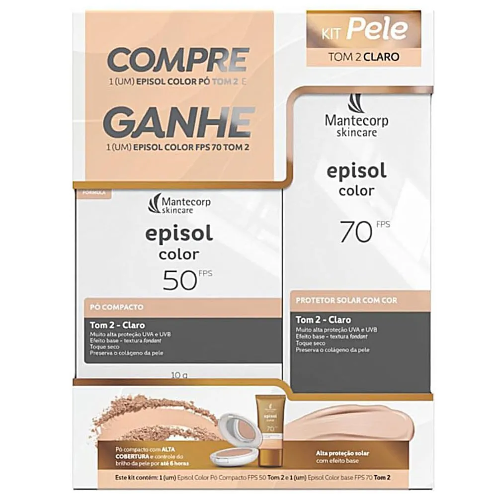 Kit Protetor Solar Episol Color Tom 2 Claro FPS 70