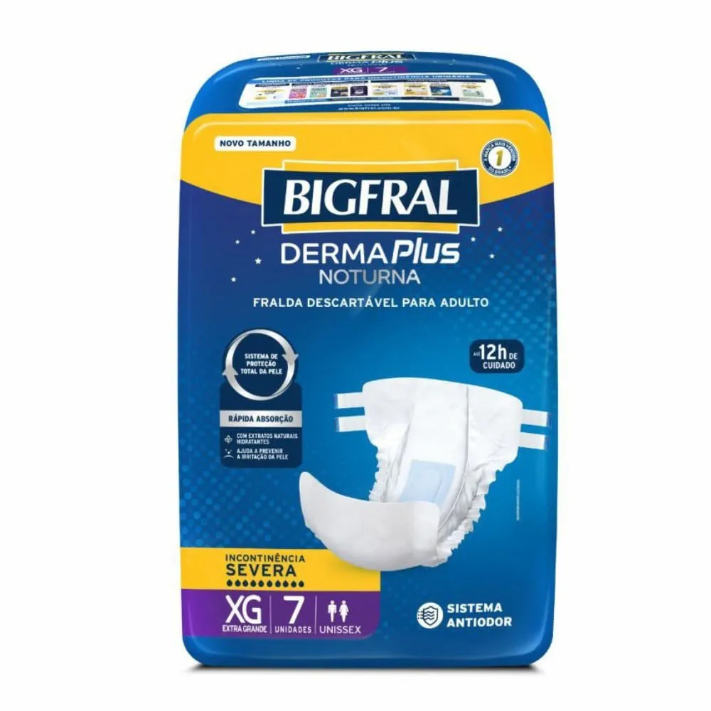 Fralda Geriátrica Bigfral Derm Plus Noturna XG 7 unidades