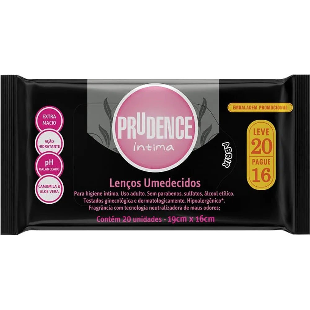 Lenços Umedecidos Íntimos Prudence 20 Unidades