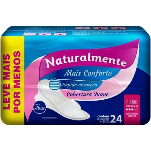Absorvente Naturalmente Mais com Abas Leve 24 Pague 18