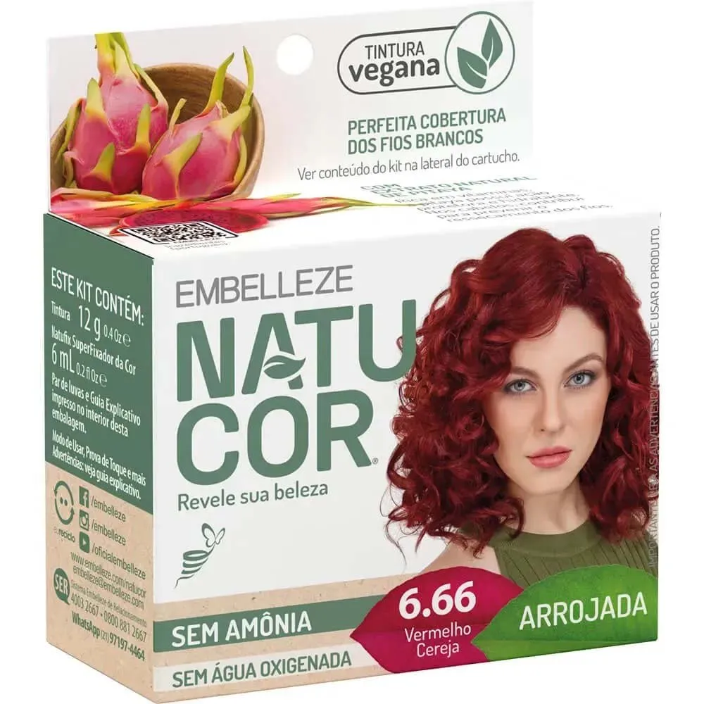 Tintura Para Cabelo 6.66 Vermelho Cereja Embelleze Natucor