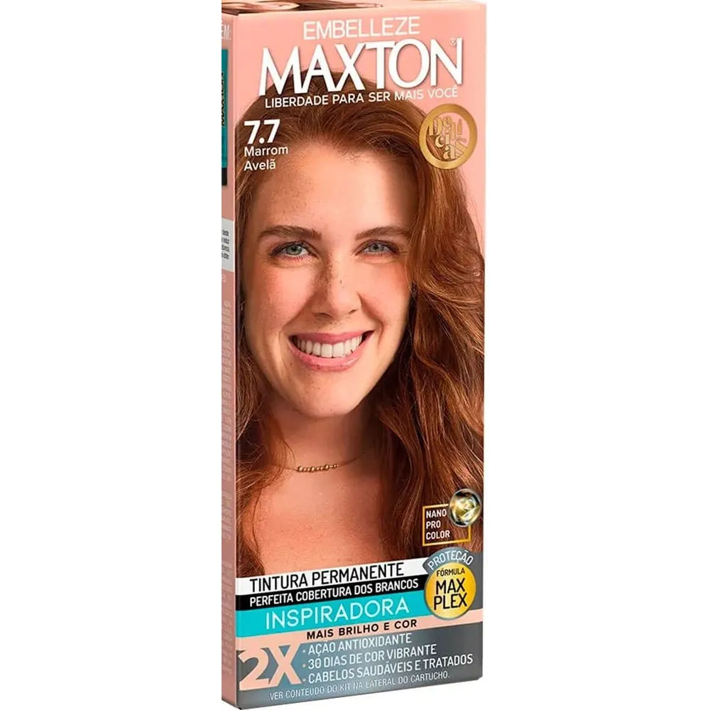 Tinta Para Cabelo em Creme Maxton Marrom Avelã 7.7