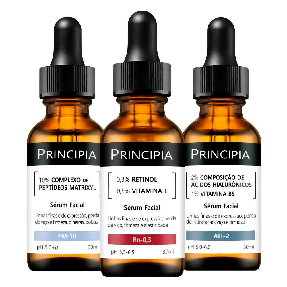 Kit Trio Antissinais Sérum AH-2 + PM-10 + RN-0,3 Principia