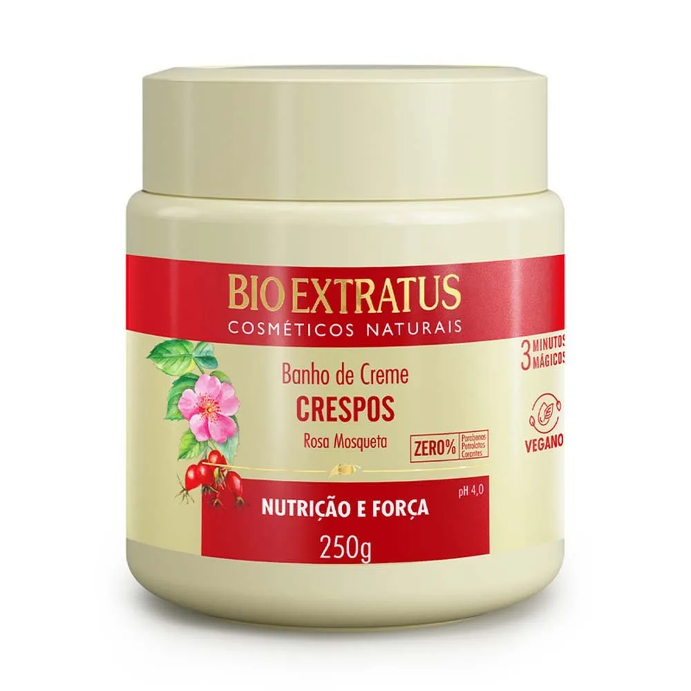 Banho de Creme Crespos Bio Extratus Nutrição e Força Rosa Mosqueta 250g