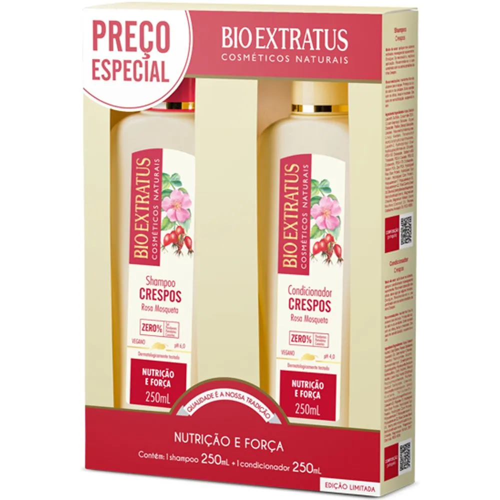 Kit Shampoo 250ml e Condicionador 250ml Crespos Nutrição e Força Bio Extratus