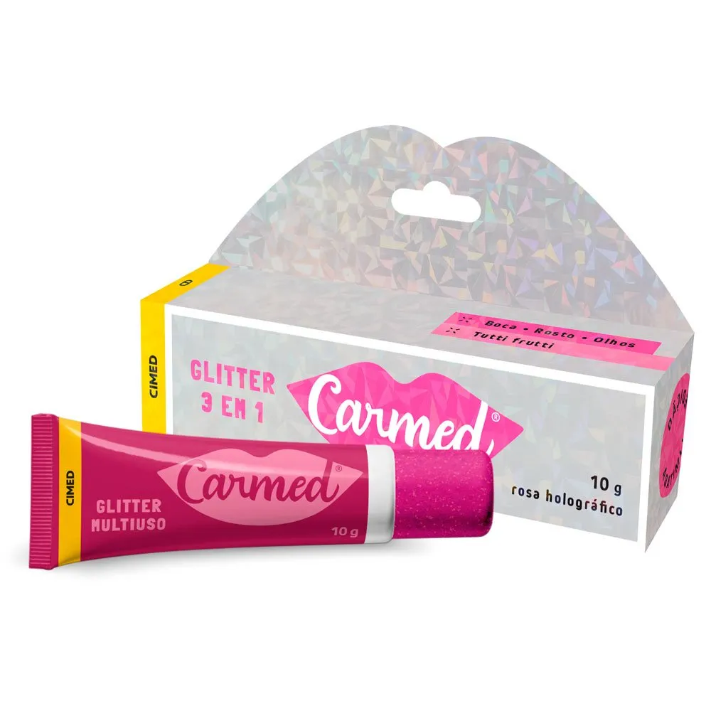 Glitter Multiuso Carmed Boca Rosto e Olhos Rosa Holográfico 10g