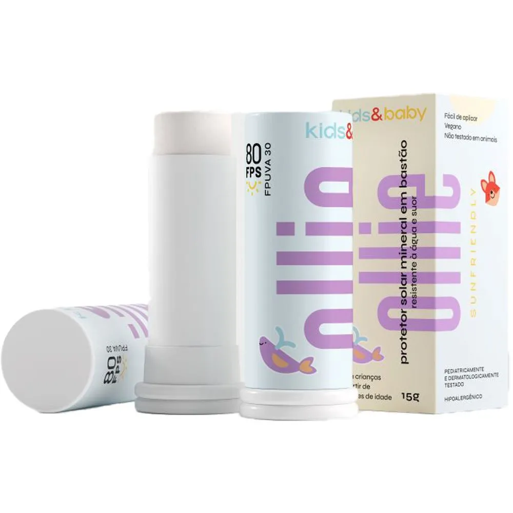 Protetor Solar Mineral em Bastão Ollie Kids e baby FPS80 FPUVA 30