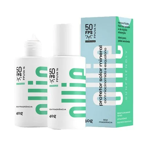 Protetor Solar Mineral Fluído  Ollie FPS50 FPUVA 16 40g