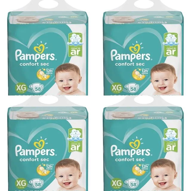 Kit 4 Fraldas Pampers Cs Xg 58 Unidades cada
