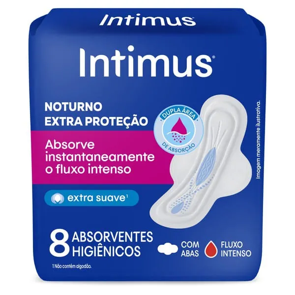 Absorvente Externo Intimus Noturno Suave com Abas 8 Unidades