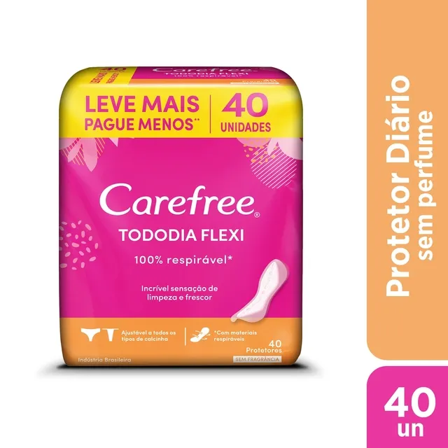 Carefree Protetor Diário Todo Dia Flexi Sem Perfume 40 Unidades