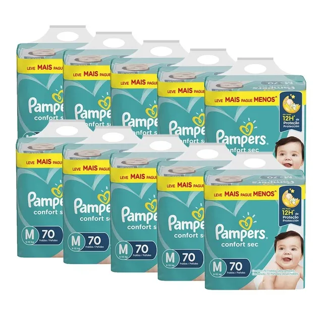 Kit Fralda Pampers Confort Sec Tamanho M com 700 unidades