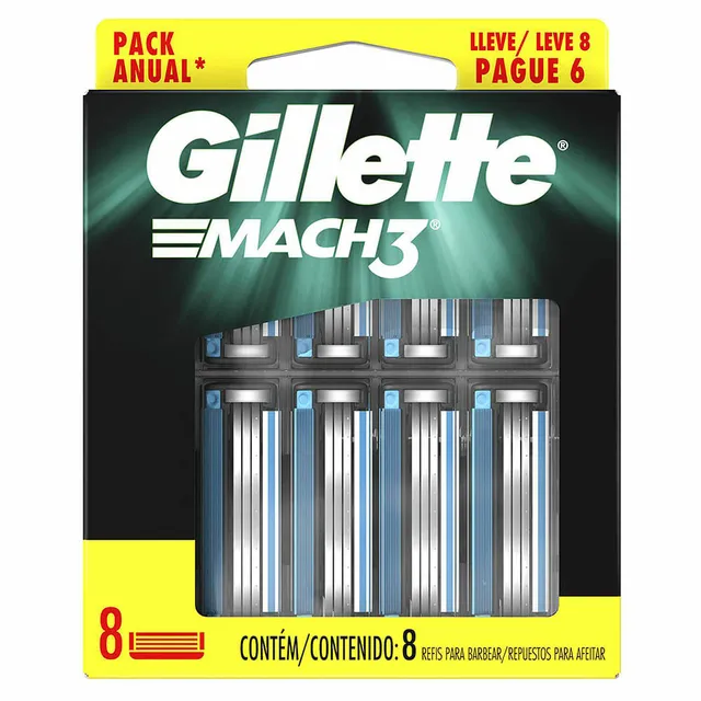 Carga para Aparelho de Barbear Gillette Mach3 c/ 8 Unidades