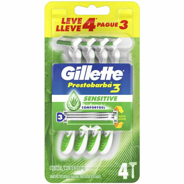 Prestobarba 3 Sense Care Gillette Simples C/ 4 Unidades