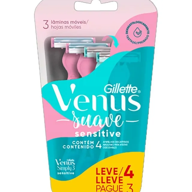 Aparelho Depilatório Gillette Venus Simply Sensitive 4 Unidades