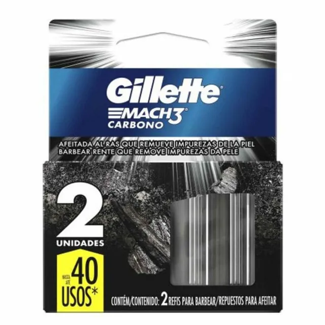 Carga Aparelho de Depilação Gillette Mach3 c/2 Unidades Carbono