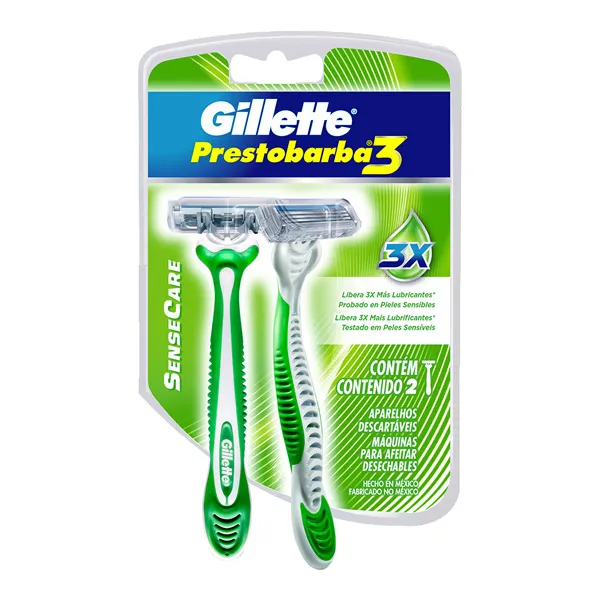 Gillette Aparelho De Barbear Prestobarba 3 Sensecare 2 Unidades