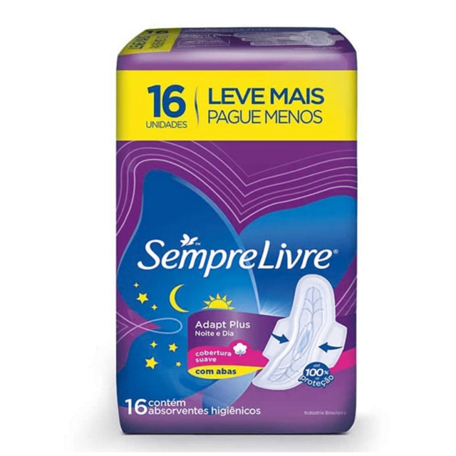 Absorvente Sempre Livre Conforto Noturno Cobertura Suave Com Abas com 16 unidades