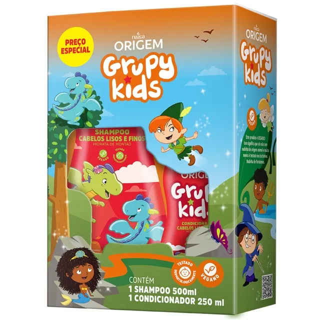 Kit Infantil Shampoo+Condicionador Grupy Kids 500ml+250ml Hidratação de Montão