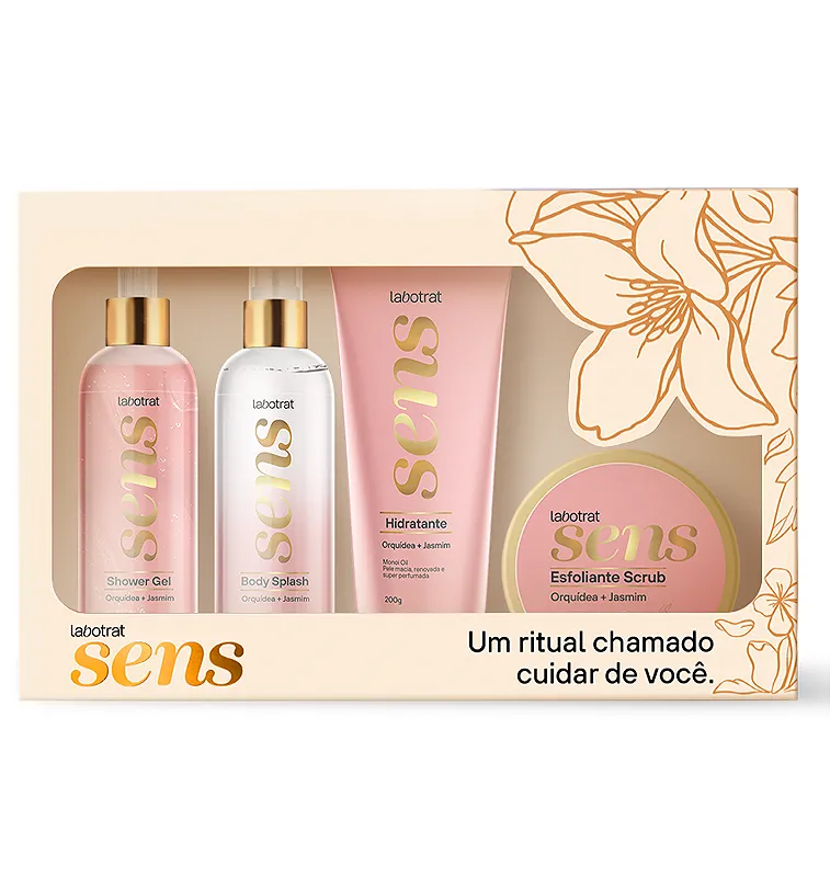 Kit Banho Sens C/4: Shower/Body Splash/Hidr/Esf Orquidea Labotrat