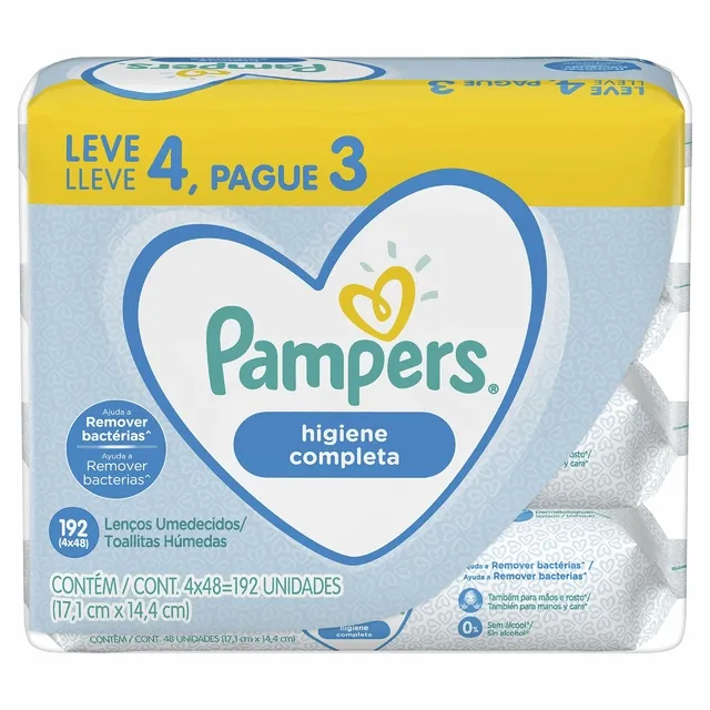 Toalhinhas Umedecidas Higiene Completa Pampers Simples 192 Lenços