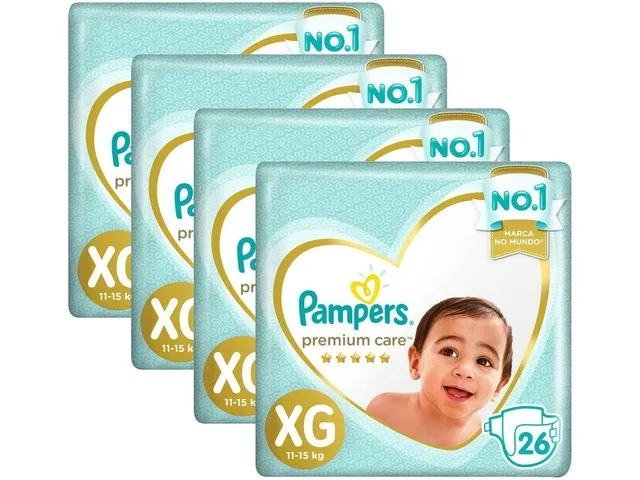 Kit 4 Fraldas Pampers P/Care Mega Xg 26 Unidades cada