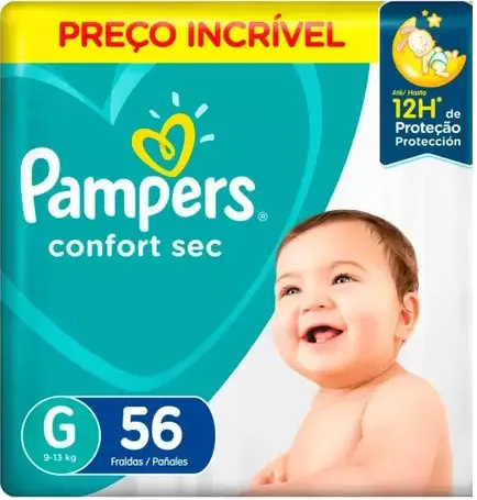 Kit 2 Fraldas Pampers Confort Sec G c/56 Unidades cada