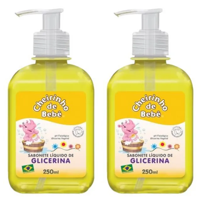 Kit c/2 Sabonetes Liquido Infantil Cheirinho De Bebê Glicerinado 250ml