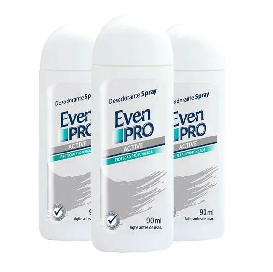 Kit c/ 3 Unidades de Desodorante Spray Even Pro 90ml Active