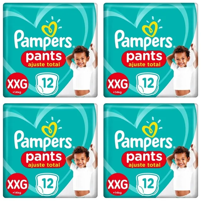 Kit 4 Fraldas Confortsec Pants ”Xxg” Pampers Simples c/12 Unidades cada