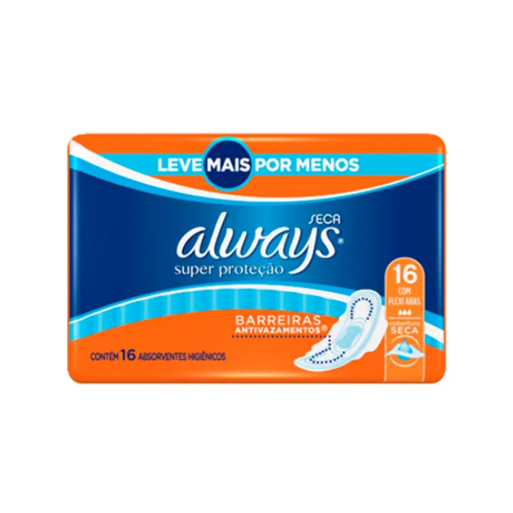 Absorvente Always com Abas Super Protecao Seca c/16un