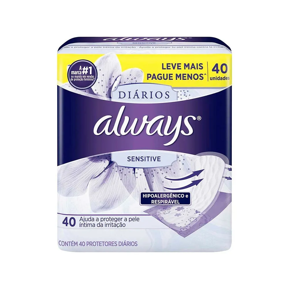Absorvente Íntimo Always Protetor Diário Sensitive Com 40un