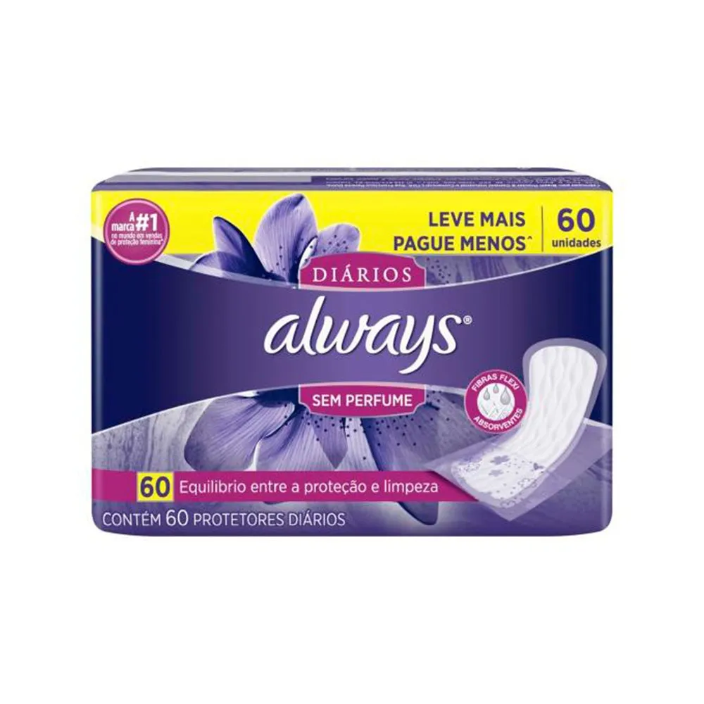 Absorvente Íntimo Always Protetor Diário Sem Perfume Com 60un