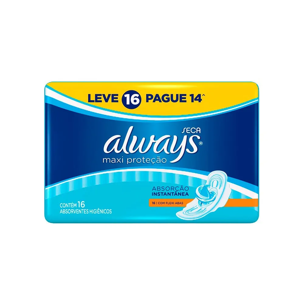 Absorvente Always com Abas Protecao Total Seca Lv16 Pg14