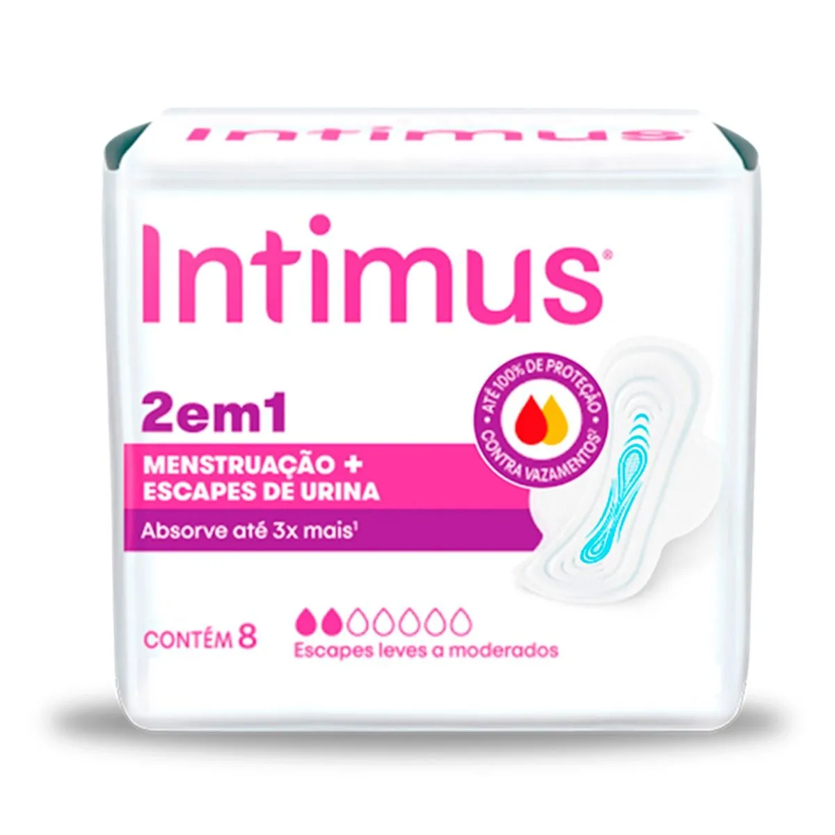 Absorvente 2 Em 1 Suave Com Abas Com 8 Unidades Intimus