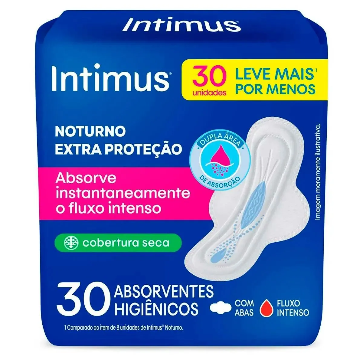 Absorvente Intimus Noturno Seca Com Abas 30 Unidades
