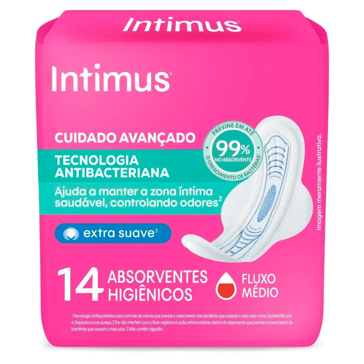 Absorvente Intimus Ultrafino Antibacteriano Com Abas 14 unidades