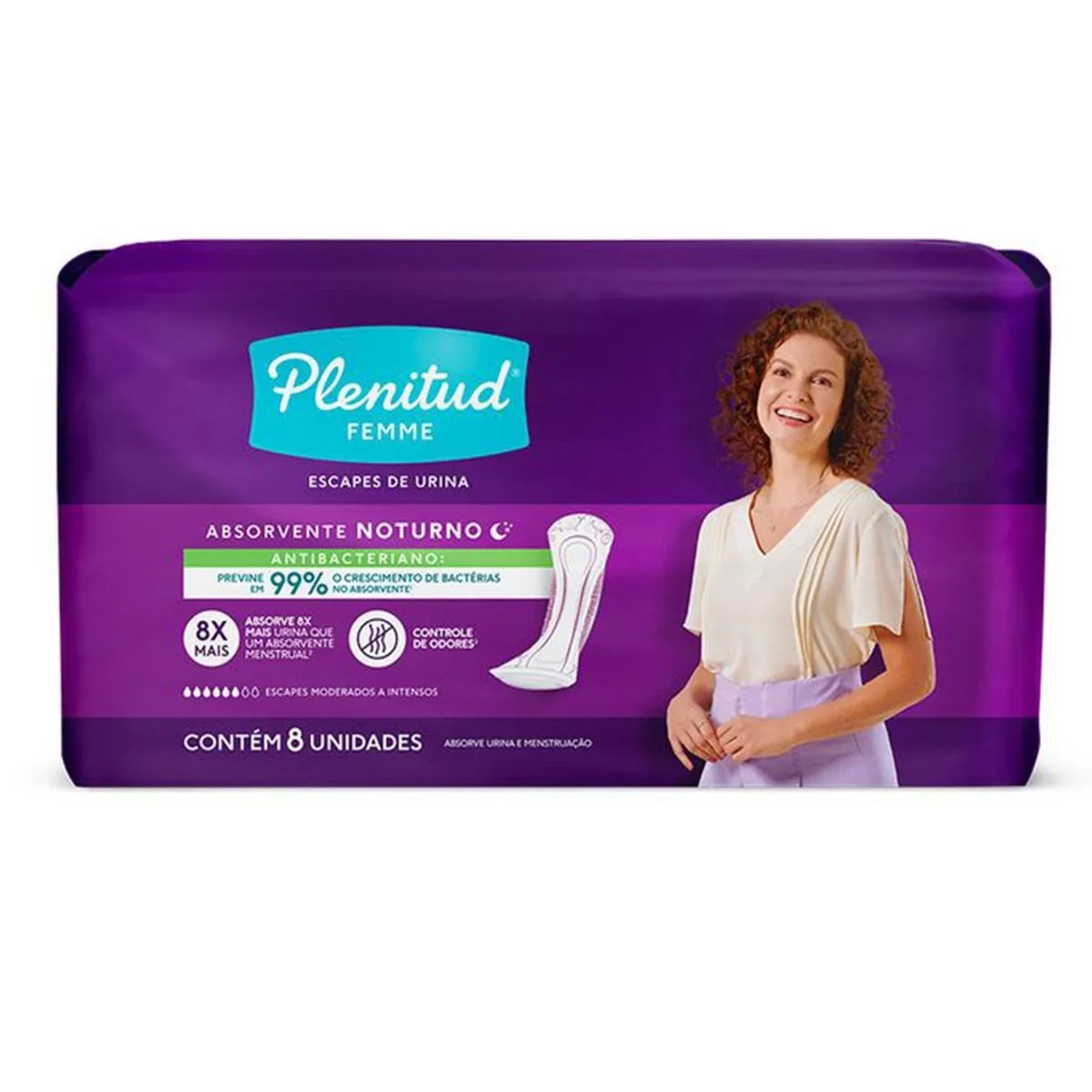 Absorvente Noturno Antibacteriano Moderado a Intenso com 8 Unidades Penitud Femme