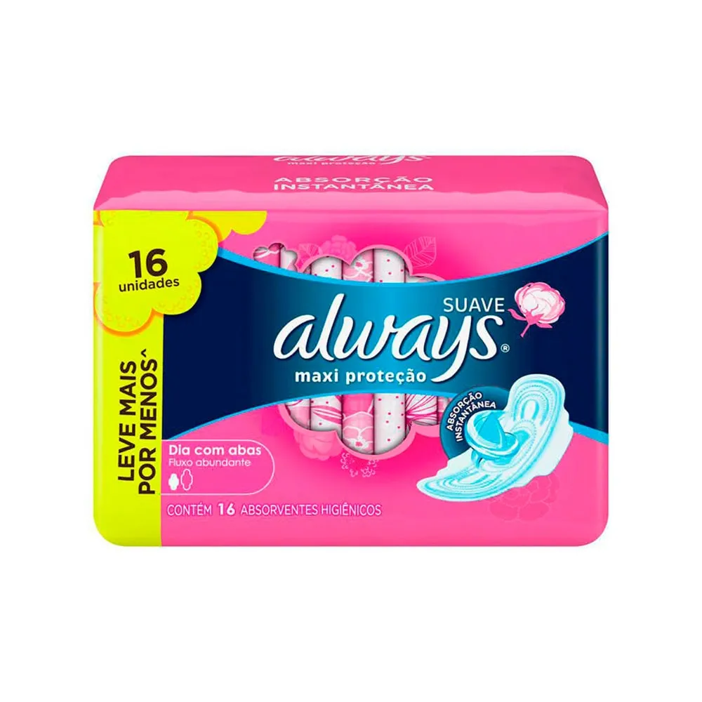 Absorvente Always Maxi Protecao Suave Com Abas Leve 16 Pague 14